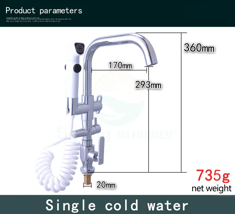 SPRING SUMMER Brass mixer tap cold water kitchen faucet kitchen sink Multifunction shower