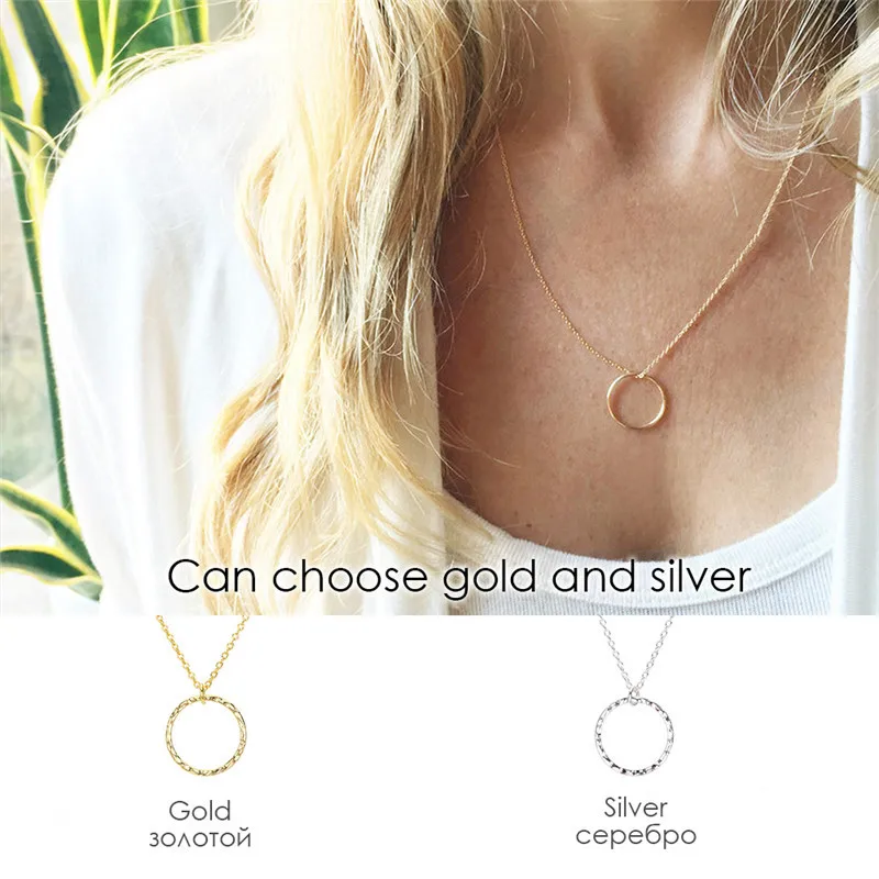 Женское ожерелье с круглым кольцом CC Очаровательное из серебра 925 пробы длинная