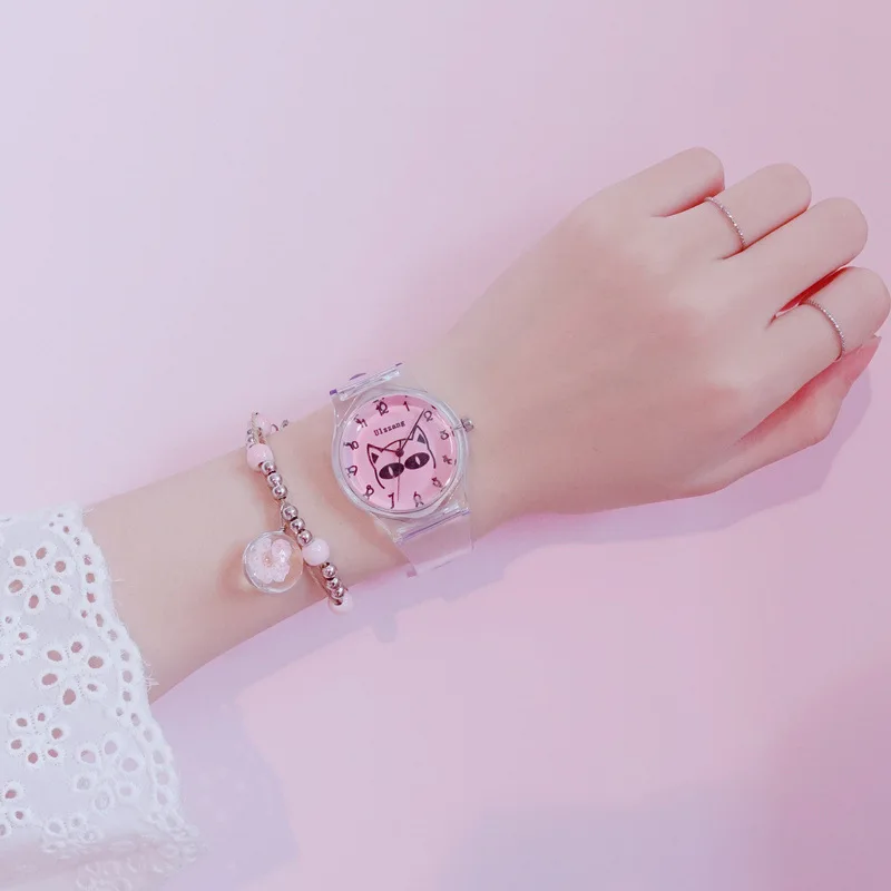 Детские часы с милым мультяшным рисунком прозрачные для детей милые красивые