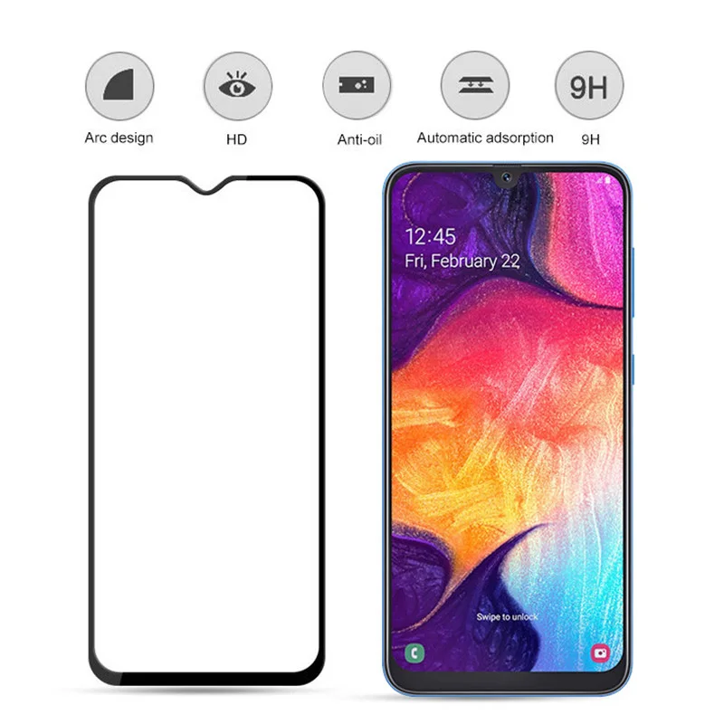 Полное покрытие экрана протектор для Samsung Galaxy A50 закаленное стекло samsun A 50 задняя