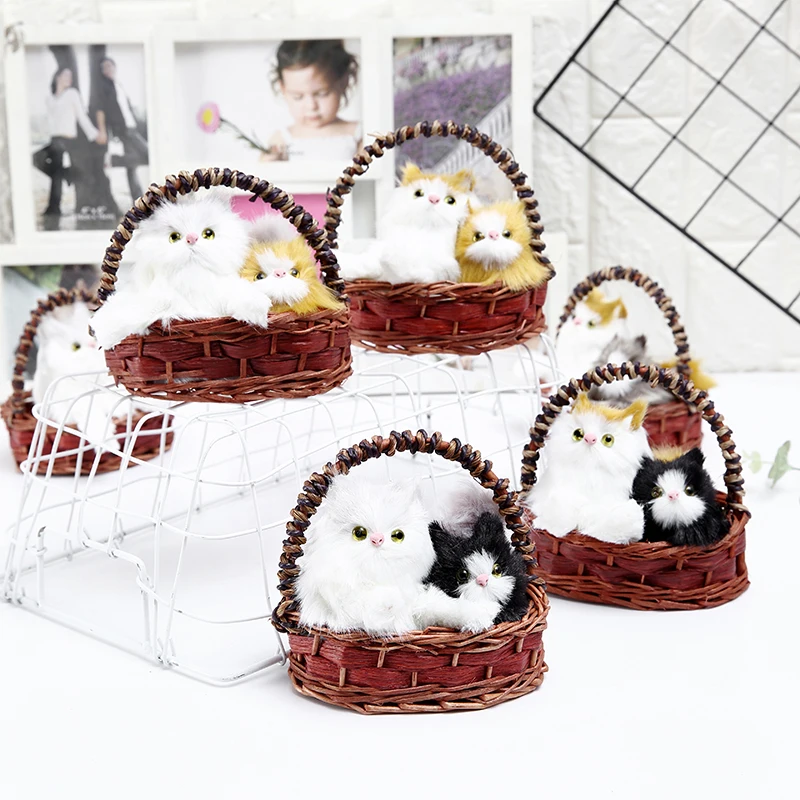 Корзина котята коты плюшевые игрушки Моделирование двойной любовник в