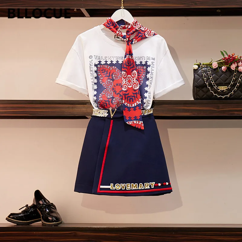 BLLOCUE/Новый Модный Костюм Богини с буквенным принтом футболка коротким рукавом +