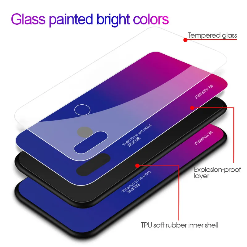 Градиентные чехлы из закаленного стекла для телефонов ASUS Zenfone Max Pro M2 M1 ZB602KL ZB601KL
