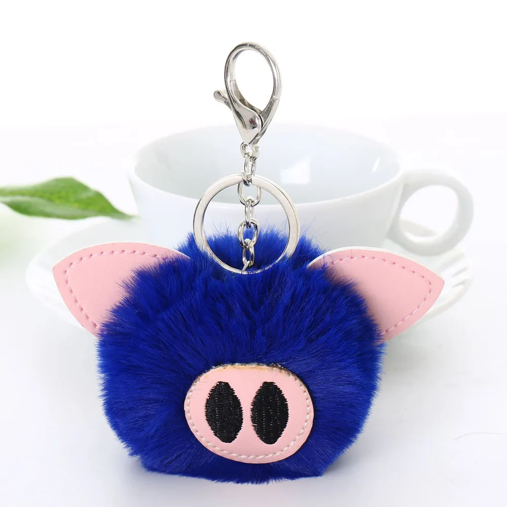 Брелок из искусственного кроличьего меха милый мяч свинка брелок автомобильный