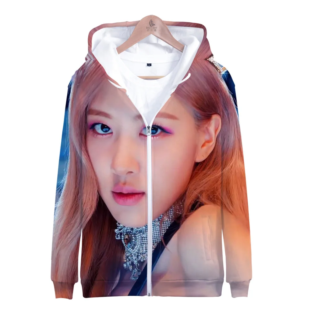 KPOP BLACKPINK толстовка на молнии с 3D принтом в Корейском стиле, черный, розовый, KILL THIS LOVE Album, для мужчин и женщин, в стиле хип-хоп, свитшот на молнии с капюшоном, верхняя одежда