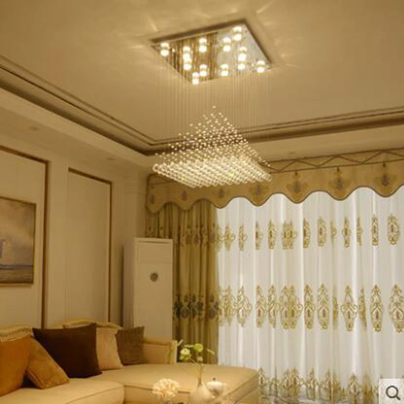 

Crystal chandelier living room lamp rectangle simple modern bedroom study room lamp warm romantic crystal lamps led fixture lamp