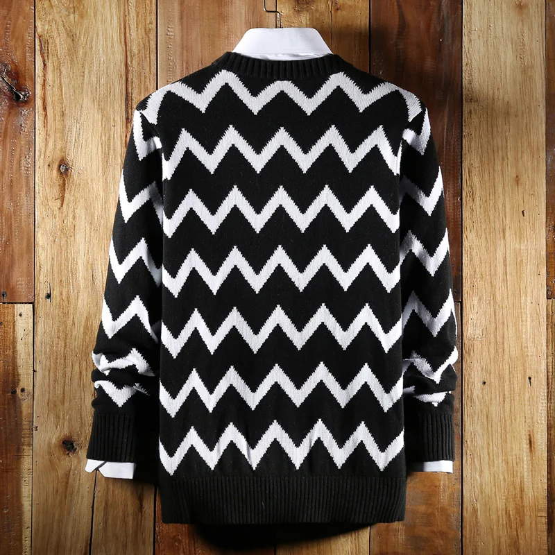 Aismz 2018 Winter Fashion Sweater Wool Cashmere O-neck Striped Slim Fit Knitting Warm Pullover Men Clothes Pull Homme Coats | Мужская