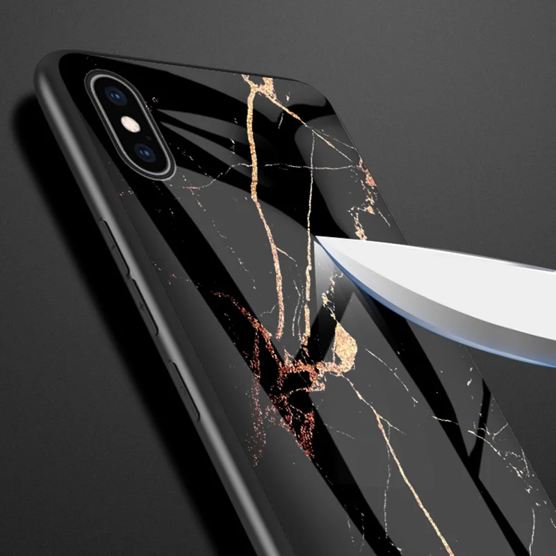 Tempered Glass Phone Case For iPhone XS MAX XR X Cases Soft Edge 7 8 6 6S Plus Cover Luxury Marble Hard Shell Bumper | Мобильные