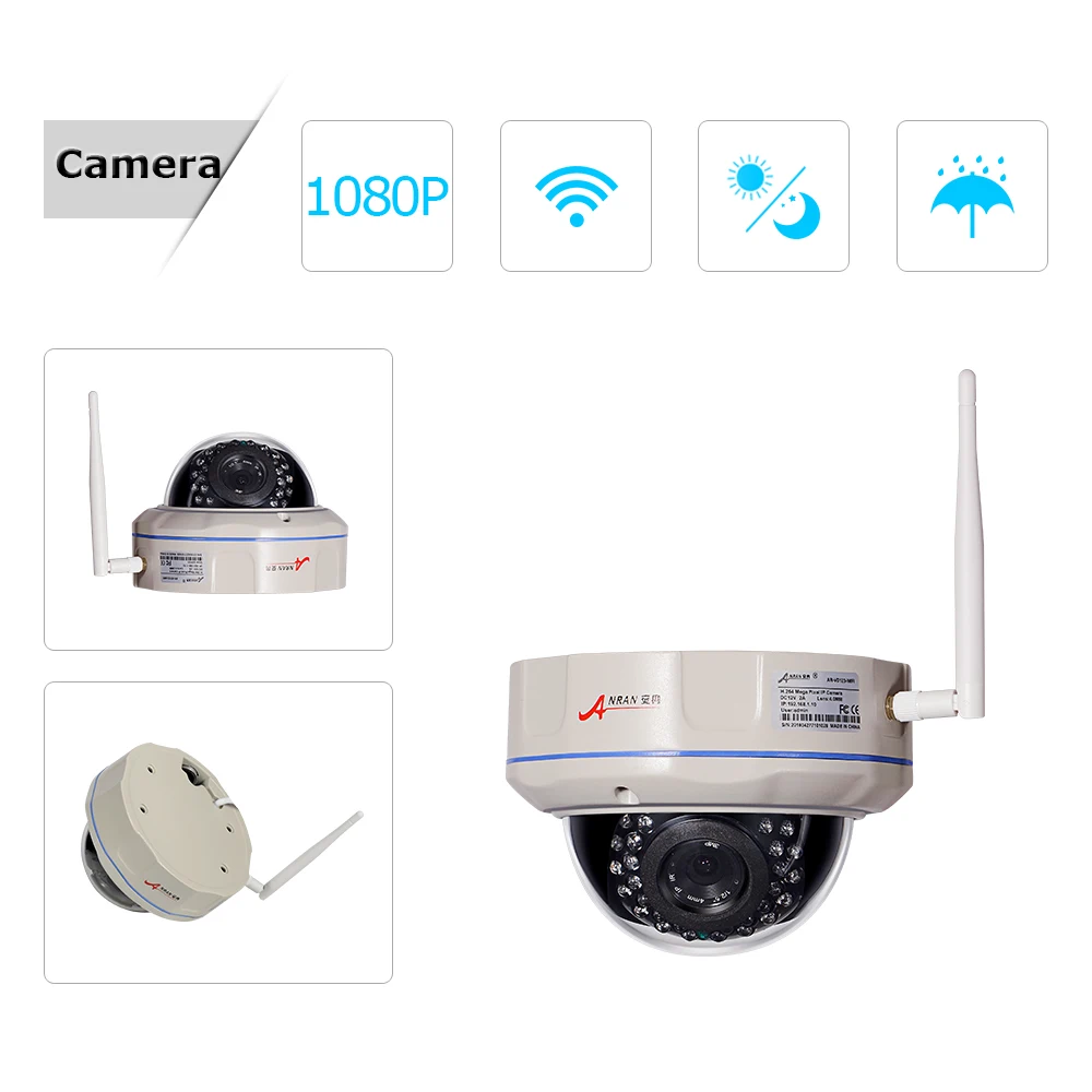 ANRAN наблюдения P2P 4CH WI-FI NVR 12'LCD монитор антивандальные купольные открытый 30 ИК 1080