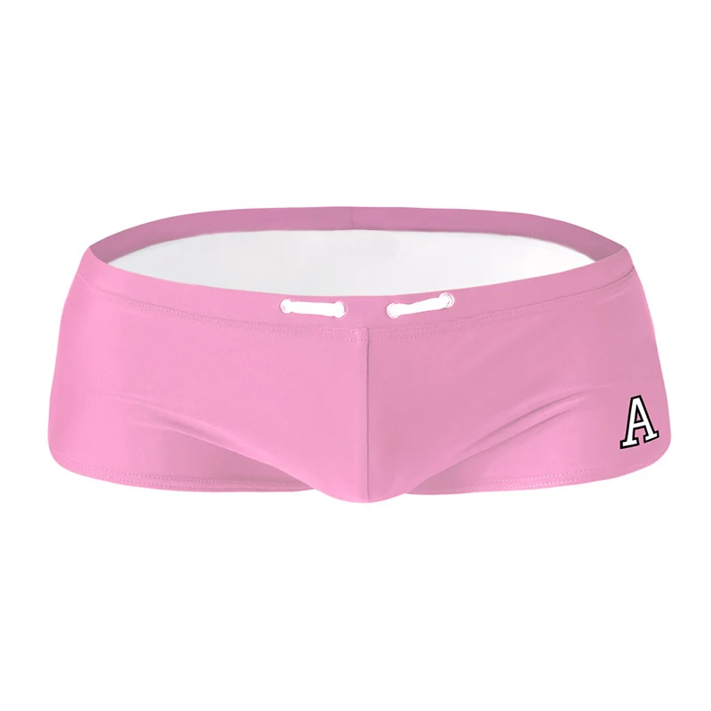 Мужская одежда для плавания, купальные плавки Maillot De Bain, одноцветные бикини, мужские шорты, купальный костюм, мужские купальные костюмы, одежда для плавания - Цвет: Розовый