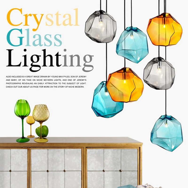 Скандинавские новые подвесные светильники с тремя камнями креативные для