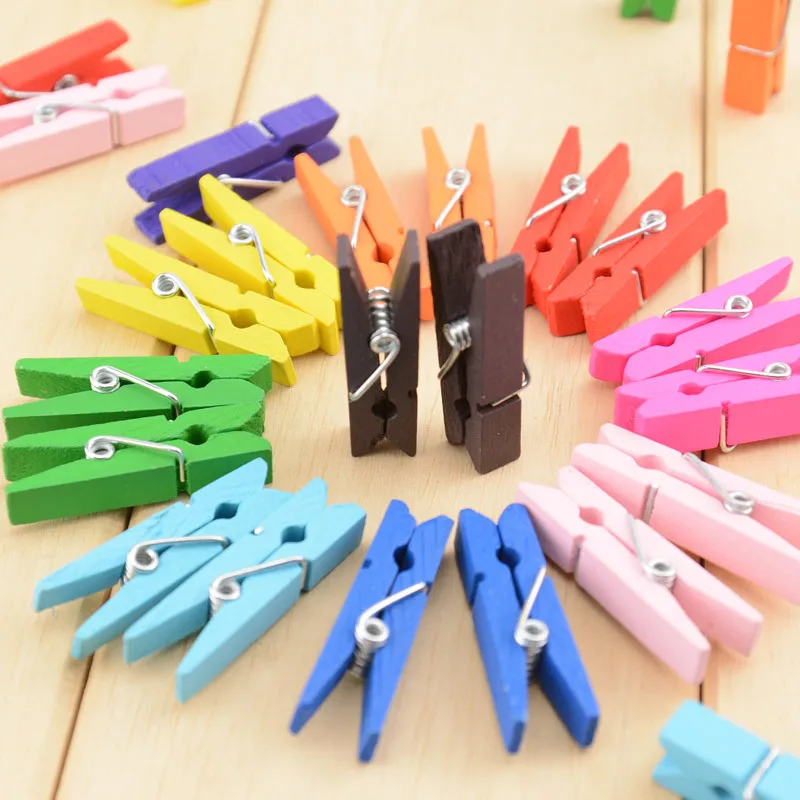 

100pcs/pack Colorful Wooden Clip Mini Photo Clip Card Holder Decorative Clip