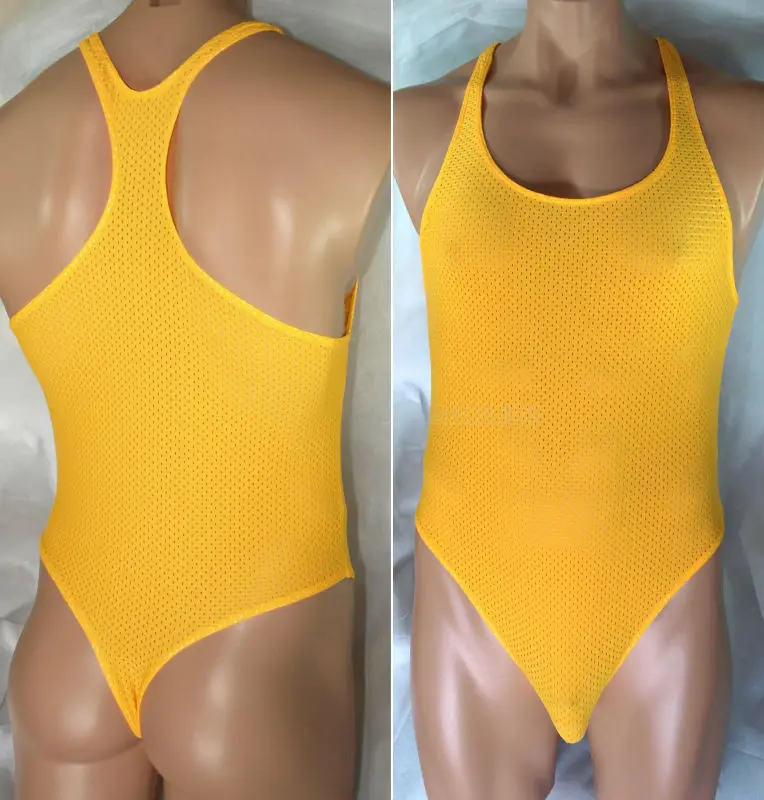 Мужское боди стринги трико из нейлона и спандекса с высоким вырезом на спине G3285