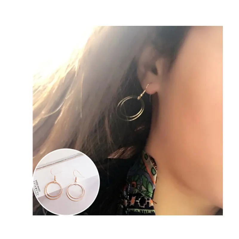 E0135 модные золотистые серьги-кольца для женщин свадебные ювелирные изделия