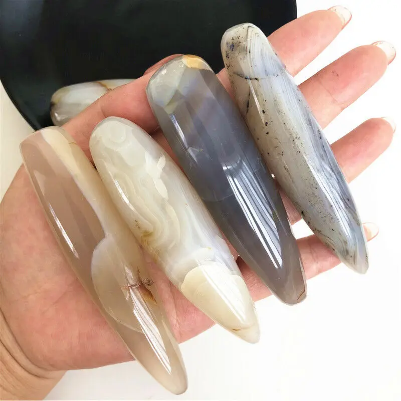 

Wholsesales 85-100mm Natural Agate Massage Stick Agate Massage Therapy Healing Reiki Natural Stones and Minerals