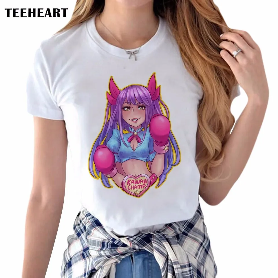 Новинка 2017 года Лидер продаж Футболка Harajuku женский топ Kawaii Fight Like A Girl футболки с