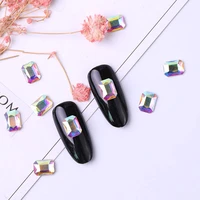 10 pieces nail rhinestone rectangle flat back crystal shiny 3d rhinestone gemstone manicure nail art decoration charms jewelry
