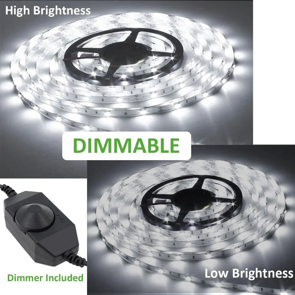 Затемнения светодиодный свет полосы комплект 300 SMD 2835 Светодиодный s 16.4ft/5 m 12 V