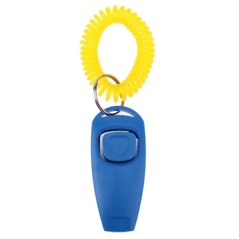 Синий Mini Pet Trainer Clicker Pet Dog Cat Training Key Ring Whistles and Wrist Strap Pets Training Products Tools - Цвет: Синий