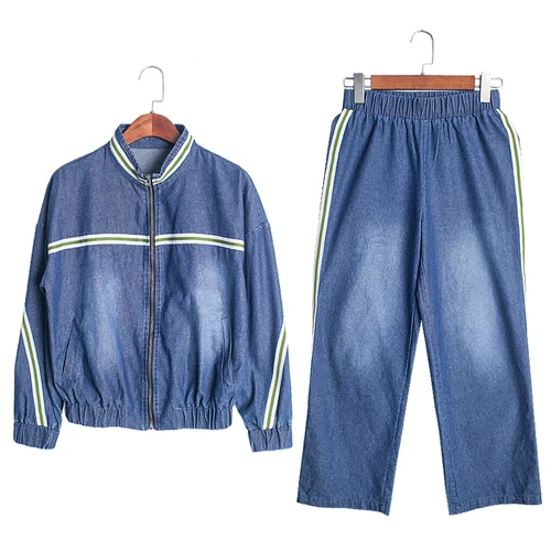 Sportswear Women 2018 New Spring Autumn Casual Striped Coat Long Pants Sporting Suits Patchwork Women's Sets 2 Plus Size | Женская