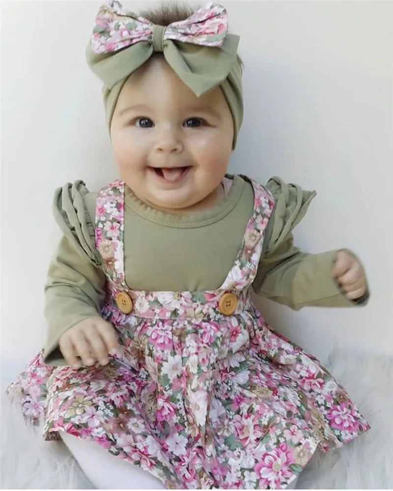 Платье с цветочным принтом для маленьких девочек платье поясом Детская летняя