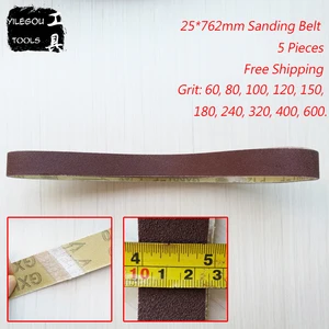 Шлифовальная лента для древесины, 5 шт., шлифовальная лента 25*762 мм, 1 х30 дюймов, зернистость 60 80 120 180 240 320 400 для ленточного шлифовального станка 25*762 мм