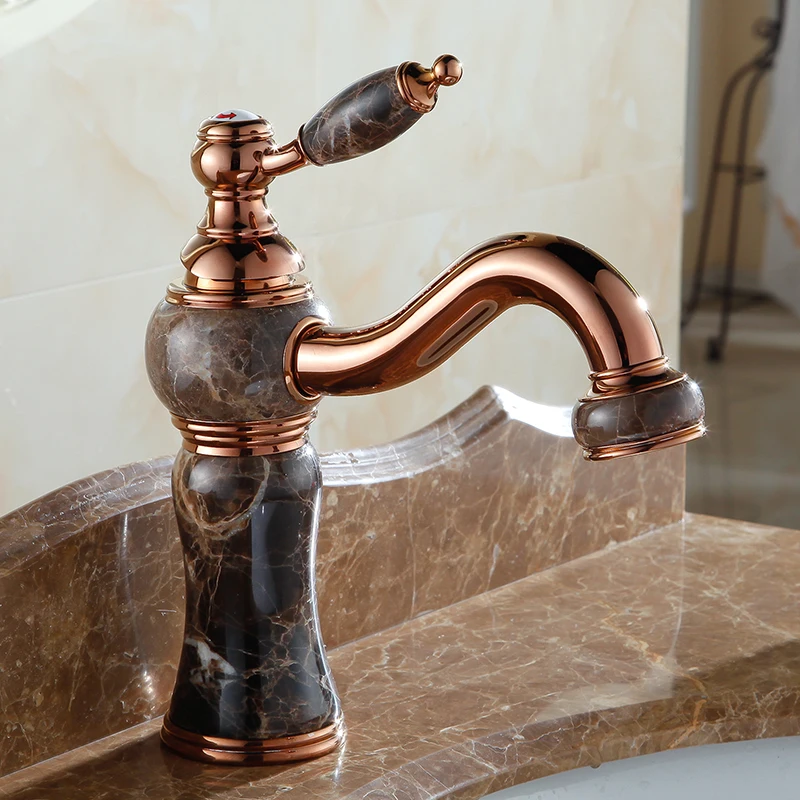 Европейский Стиль Мрамор твердой латуни бассейна кран Роскошные нефрита цвета