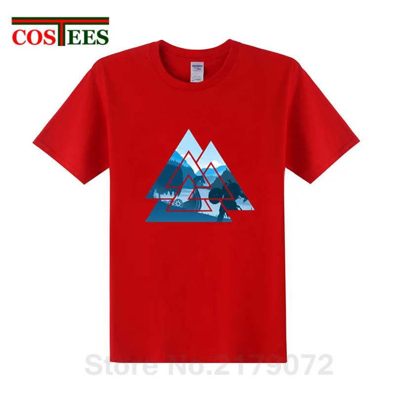 Valknut Вотан's Узел руны Одина футболка Kontrast Для мужчин Вотан Mit коды по