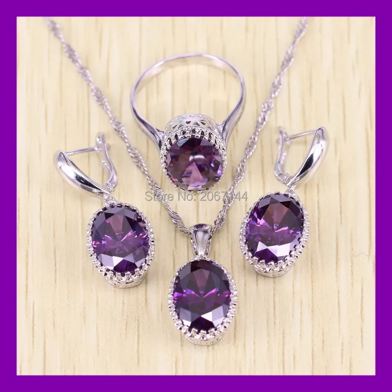 Классический ювелирный набор из серебра 925 пробы с логотипом фиолетового железа