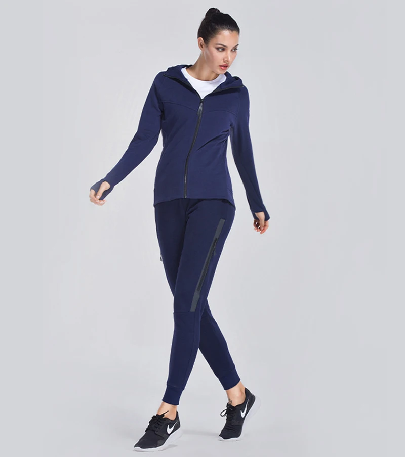 LANTECH Для женщин бег свитер с капюшоном куртка Slim Fit Спорт Йога карман на молнии Спортивная Фитнес Толстовка для упражнений в тренажерном зале Одежда Топы