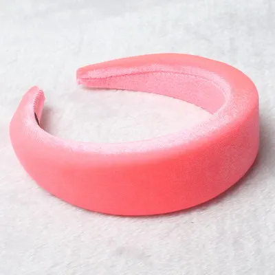Neon pink Толстые бархатные неоновые повязки для волос, аксессуары для волос, повязка на голову, модный головной убор, 4 см широкие пластиковые повязки для волос для женщин - Цвет: Neon pink