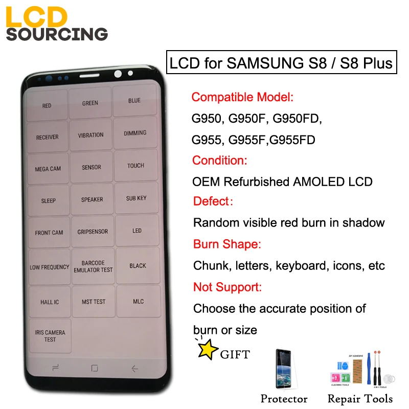AMOLED ЖК дисплей для Samsung Galaxy S8 G950/G950F/G950FD Plus G955/G955F/G955FD с сенсорным экраном