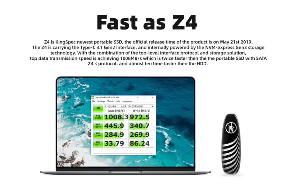 KingSpec внешний SSD 120 ГБ 128 ГБ USB 3,1 type-C Gen2 портативный SSD 240 ГБ 256 ГБ 512 ГБ 1 ТБ PCI-e Gen3 жесткий диск для хранения
