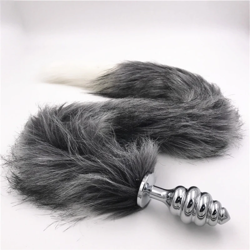 Anus Bead Faux Fox Tail Anal Plug Stainless Steel Butt Stopper Long Animal Adult Games for Couples H8-5-128C | Красота и здоровье
