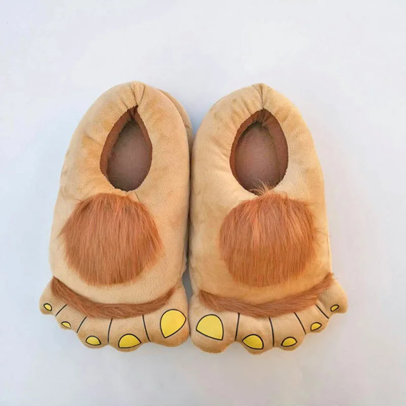 Retro Hobbit Great Foot Slippers Winter Home Savage Indoor Warm Slip-proof Plush Cotton Slippers men women couples womens shoes
