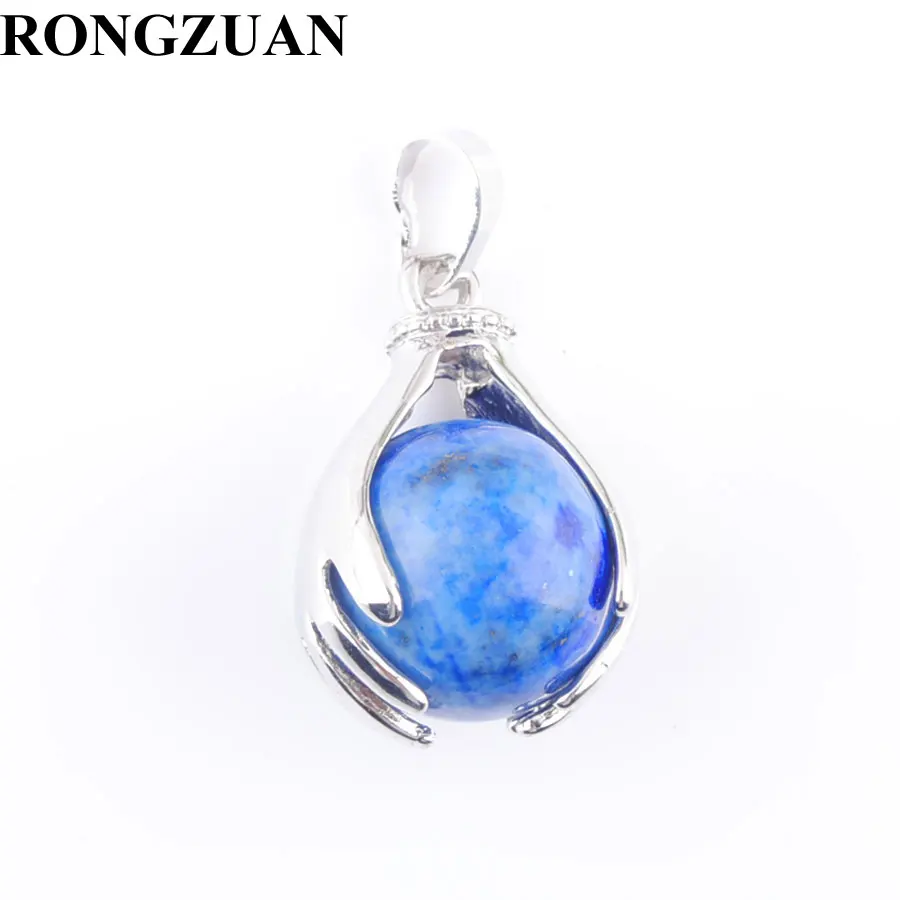 Круглые шарики RONGZUAN из натурального Lapis Lazuli 16 мм бисер с серебряным покрытием