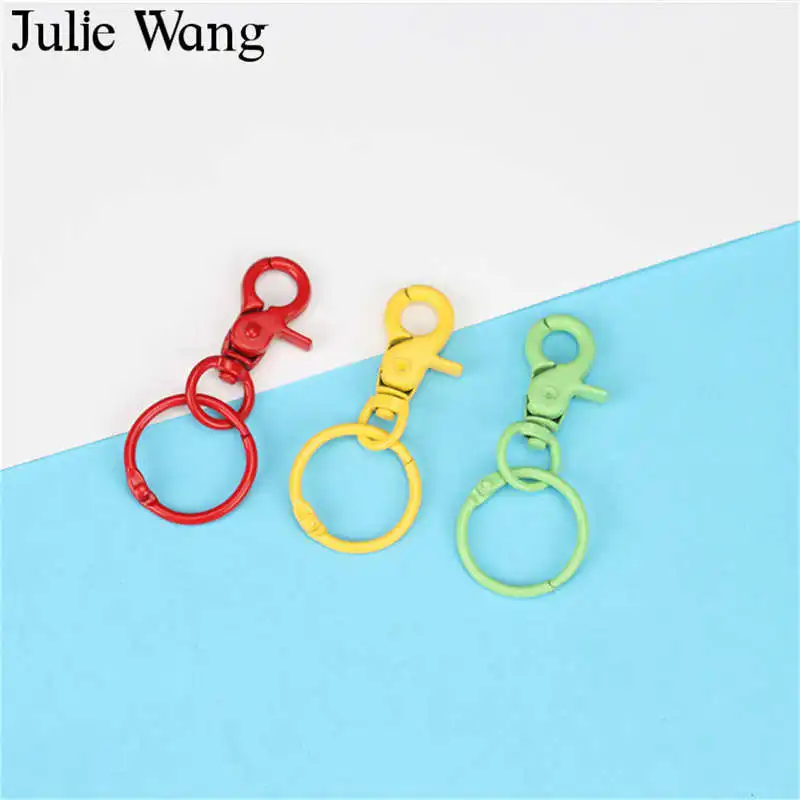 Julie Wang 5 шт. многоцветный круглый брелок для ключей кольцо брелки пряжка с