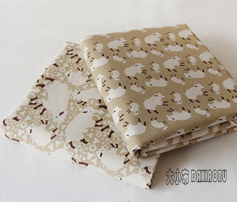 Хлопковая и льняная ткань с принтом 50x150 см большая или маленькая овца Декор для