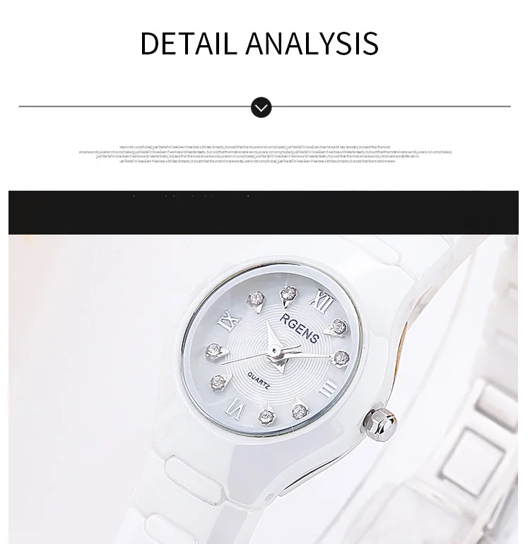 Женские кварцевые часы из 100% керамики черные и белые роскошные Брендовые Часы RGENS