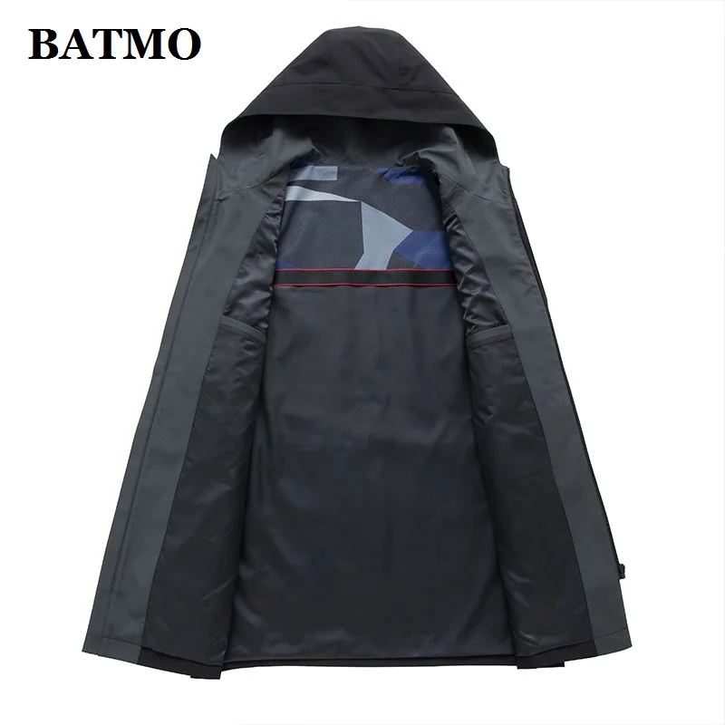 Мужская ветровка BATMO черная Повседневная куртка с капюшоном на весну и лето