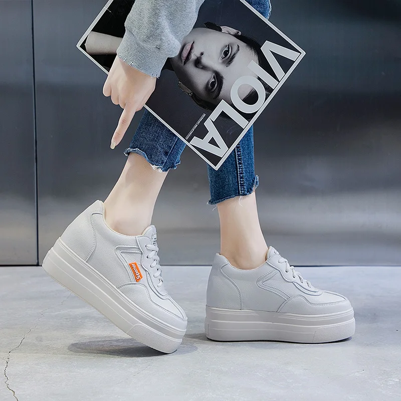 Тонкие Туфли из воловьей кожи на платформе коллекция 2020 года сезон осень белая