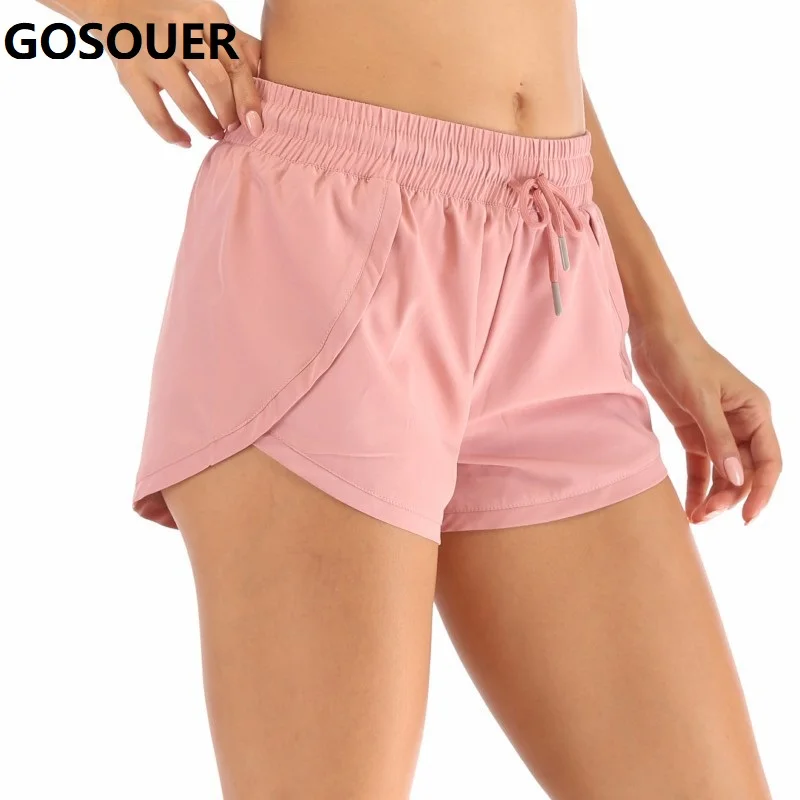 Женские летние тренировочные шорты спортивные для йоги бега дышащие с