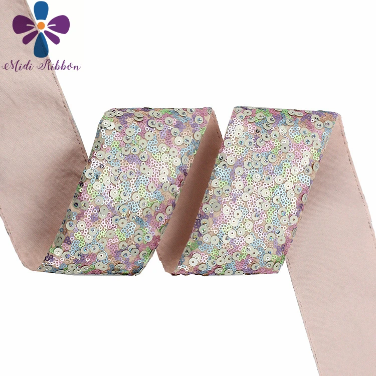 3"75mm Shiny Cutting Sequin Ribbon Colorful Aqua Pink Purple DIY Wedding Party Decor Hair Bowknows Making 25yards/roll
