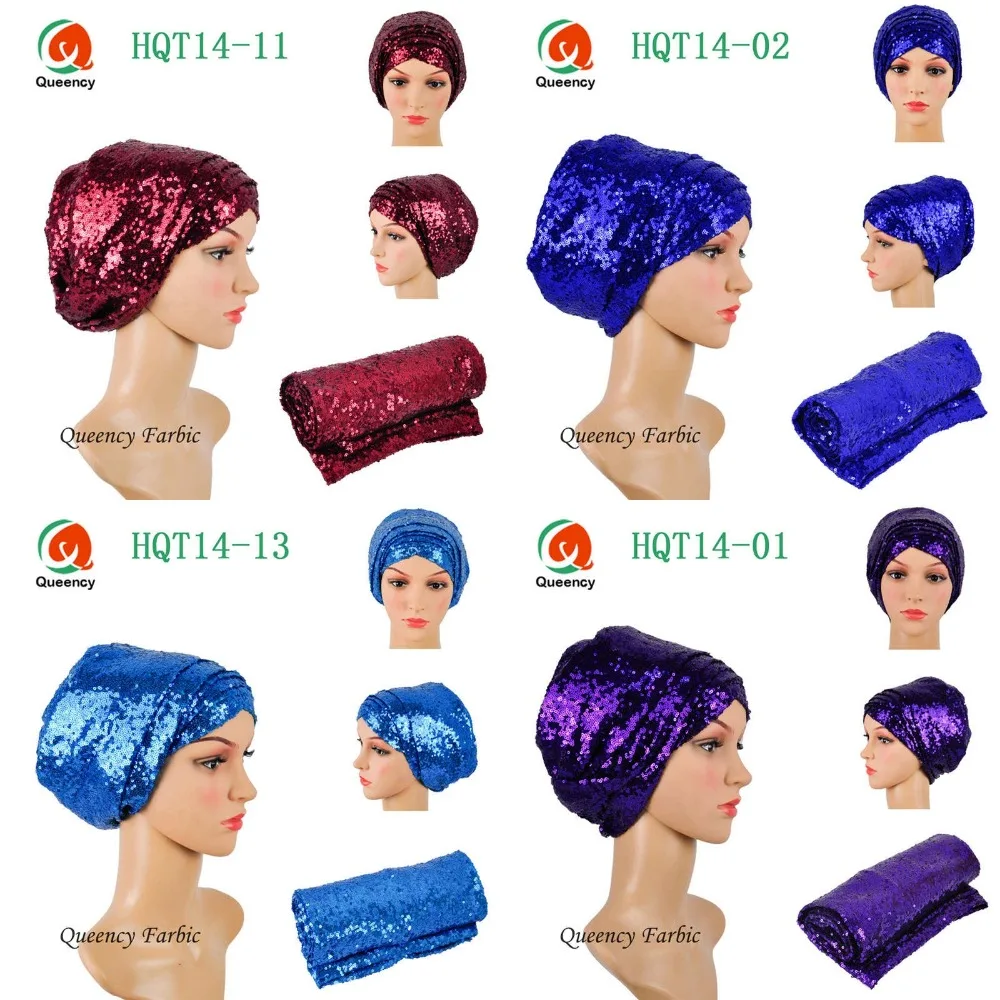 HQT14 Sequins turban Multi-colored African Width 72&quot*22&quot 1 pieces per pack headwrap gele african scraf for women headtie. | Дом и сад