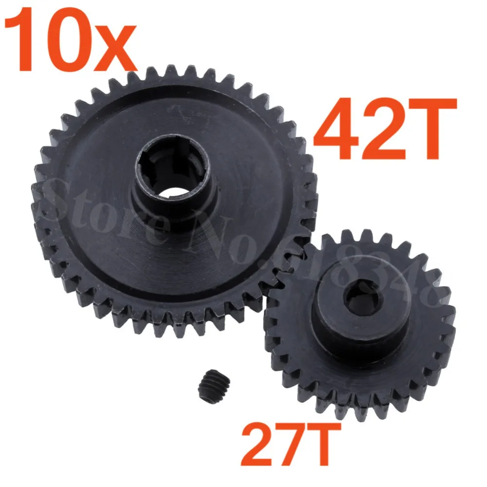 10 комплектов металлическая сталь 42T Spur Gear Diff основной + Мотор шестерня 27T для WLtoys