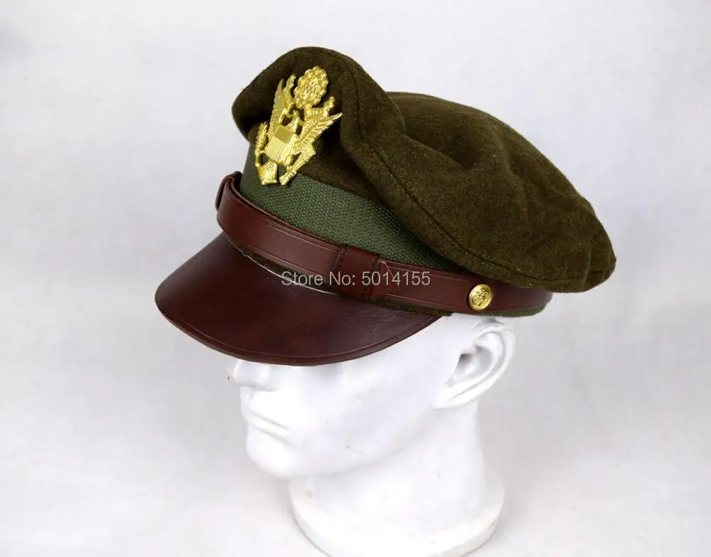 Replica WW2 US Army Aircorps Military Officers Pilots Visor Crusher Hat Cap