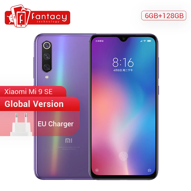 Мобильный телефон с глобальной ПЗУ Xiaomi mi 9 SE, 6 ГБ, 64 ГБ, mi 9 SE, Восьмиядерный процессор Snapdragon 712, 5,97 дюймов, 48мп, тройная камера с дисплеем, отпечаток пальца