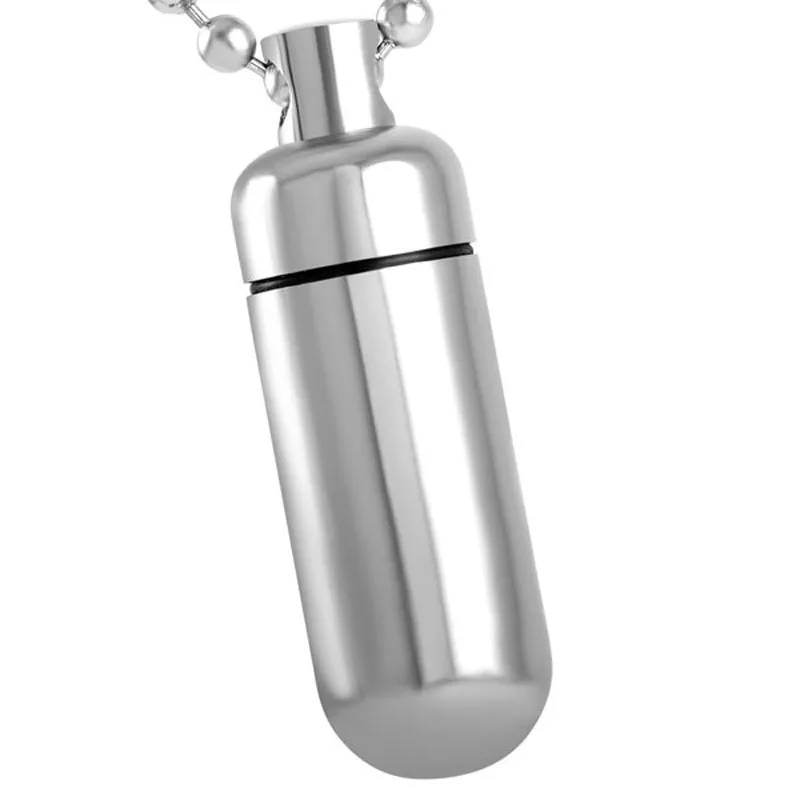 

IJD8075 Perfume Bottle Memorial Jewelry Cremation Urn Pendant Locket Stainless Steel Keepsake Ashes Necklace for Men Women