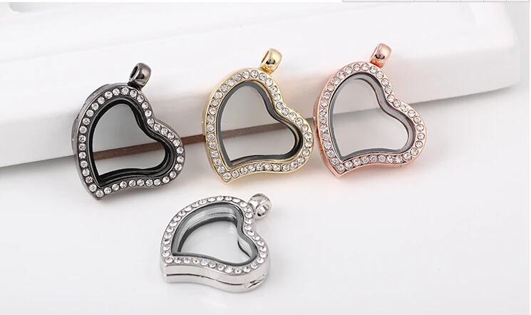 Цельный модный белый/черный/золотой/розовое золото цвет Сердце сплав со стразами