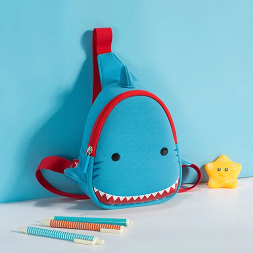 shark NOHOO Детская сумка-мессенджер, нагрудная Сумка для малышей, сумки на плечо для детей, 3D мультяшная дорожная сумка для дошкольников, сумка для девочек и мальчиков 2-4 лет - Цвет: shark